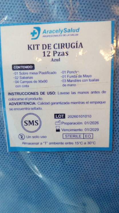 kit de cirugía mayor por 12 piezas
